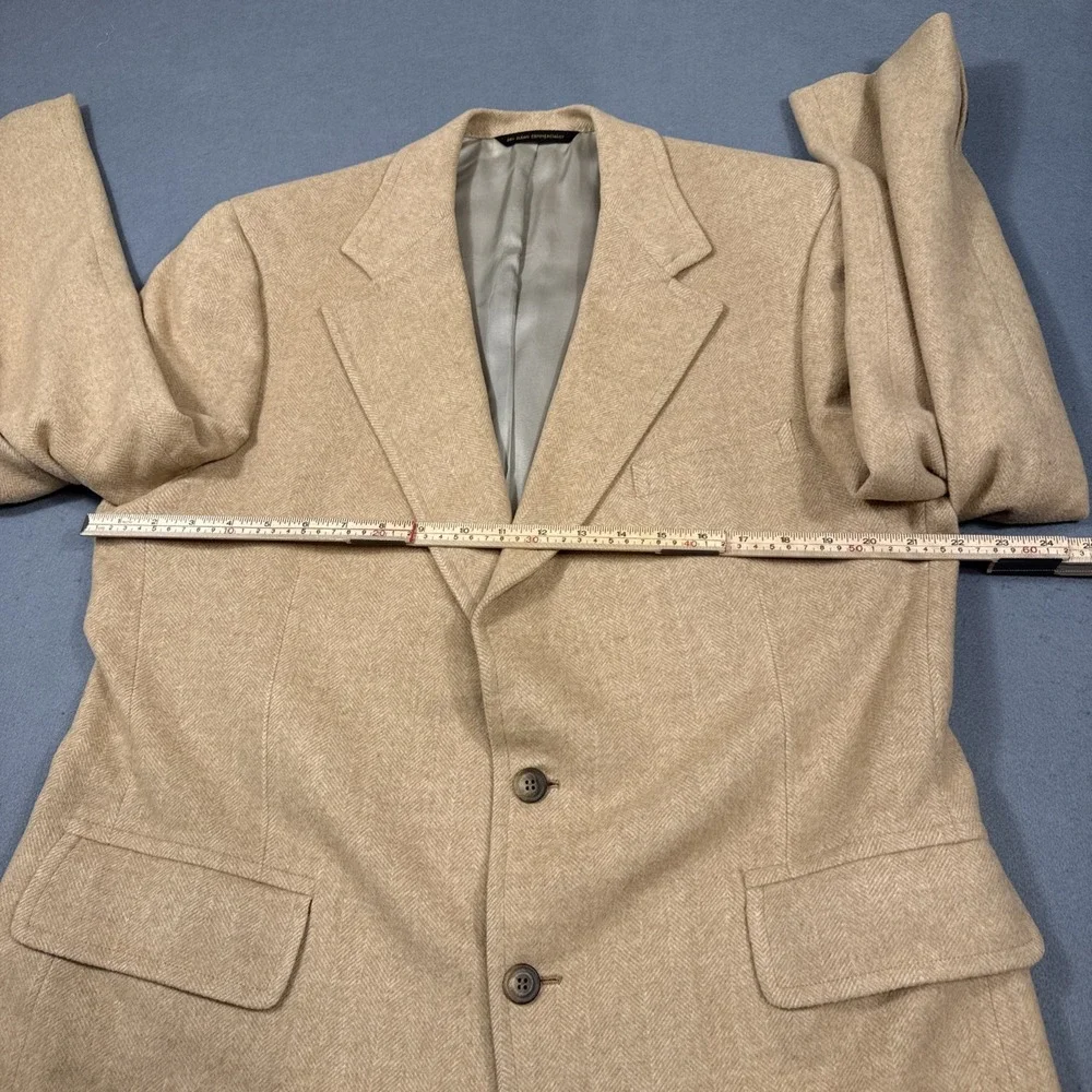 100% Cashmere Blazer Sport Coat in‎ Tan Men's Size 44 Long Kingsbridge